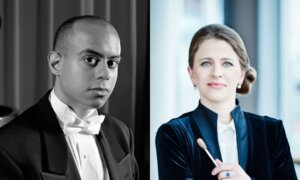 L: Pianist Stewart Goodyear; R: conductor Kristiina Poska